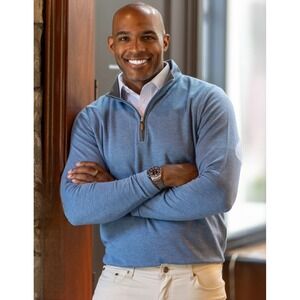 NWT Collars and Co Blue Heather Cloud Cotton Quarter Zip Pullover Small